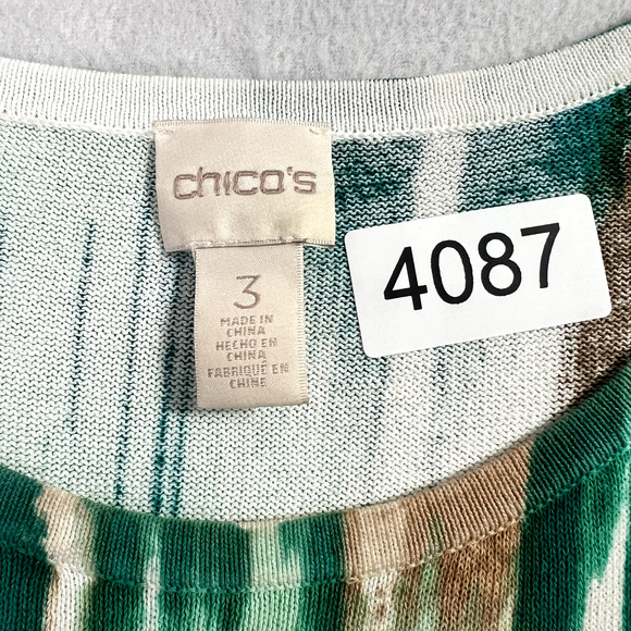 CHICOS Blouse Womens 3Plus Multicolor Drip Print Knit Sleeveless Top Lightweight - Picture 9 of 11